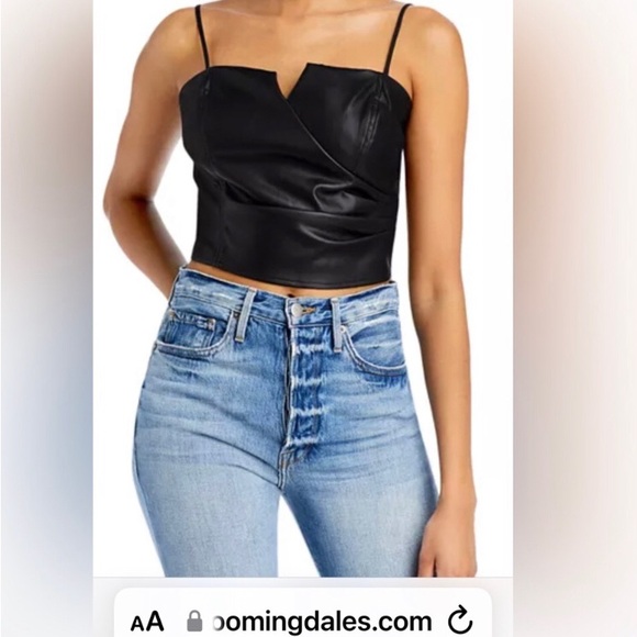 LUCY PARIS black faux leather bustier crop tank top w/spaghetti strap NEW RE$69 - Picture 12 of 14